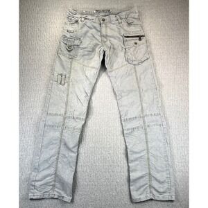 Apocalyptic Rebel Star Skull Cargo Pants Multi Pocket‎ Utility Jeans Men 32X33